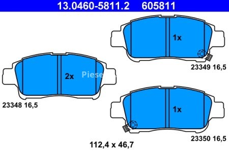 Set plăcuțe frână ATE, față , pentru: TOYOTA ECHO, PLATZ, VIOS / SOLUNA VIOS, YARIS 1.0-1.5 04.99-01.08
