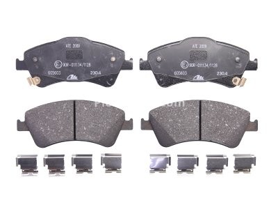 Set plăcuțe frână ATE, față (cu accesorii), pentru: TOYOTA AURIS, AVENSIS, COROLLA, VERSO 1.4D-2.2D 10.06-10.18