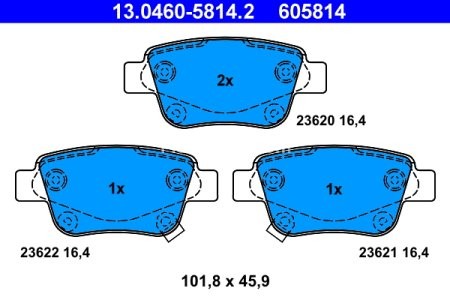 Set plăcuțe frână ATE, spate  , pentru: TOYOTA AVENSIS, COROLLA VERSO, PREVIA, PREVIA III 1.6-3.5 03.03-