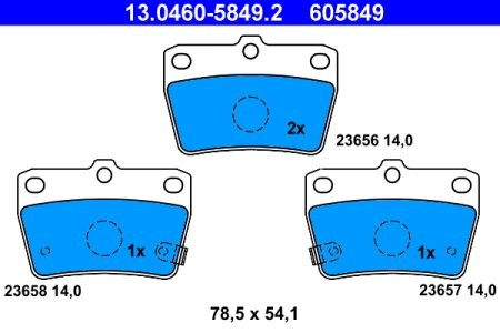 Set plăcuțe frână ATE, spate  , pentru: TOYOTA RAV 4 II 1.8-2.4 05.00-11.05