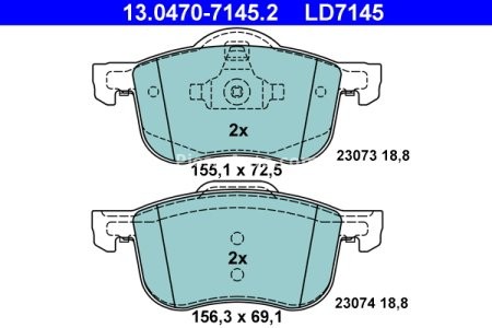 Set plăcuțe frână ATE din ceramică, față , pentru: VOLVO S60 I, S80 I, V70 II, XC70 I 2.0-3.0 11.97-04.10