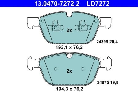Set plăcuțe frână ATE din ceramică, față , pentru: VOLVO XC60 I, XC90 I 2.0-3.2 06.02-12.17