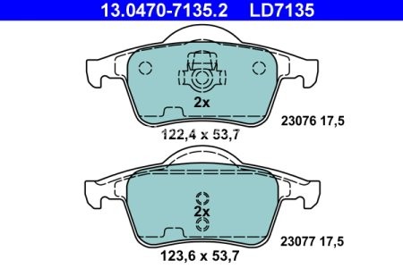 Set plăcuțe frână ATE din ceramică, spate , pentru: VOLVO S60 I, S80 I, V70 I, V70 II, XC70 I 2.0-3.0 12.95-04.10 3