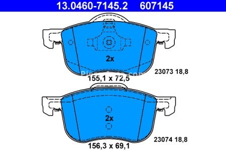Set plăcuțe frână ATE, față , pentru: VOLVO S60 I, S80 I, V70 II, XC70 I 2.0-3.0 11.97-04.10