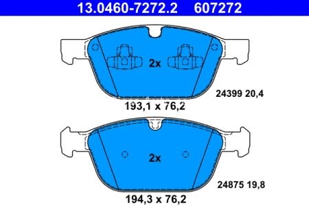 Set plăcuțe frână ATE, față , pentru: VOLVO XC60 I, XC90 I 2.0-4.4 06.02-12.17