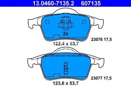 Set plăcuțe frână ATE, spate  , pentru: VOLVO S60 I, S80 I, V70 I, V70 II, XC70 I 2.0-3.0 12.95-04.10