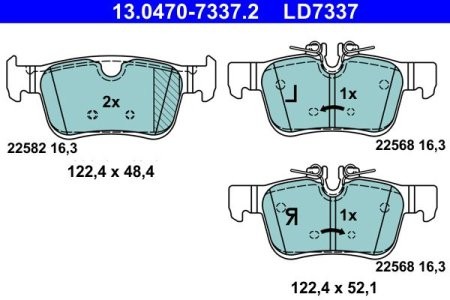 Set plăcuțe frână ceramice ATE, spate , pentru: VOLVO S60 III, S90 II, V60 II, V90 II, XC60 II 2.0-2.0H 03.16-