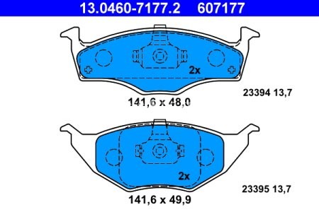 Set plăcuțe frână ATE, față , pentru: VW LUPO I 1.2D 07.99-07.05