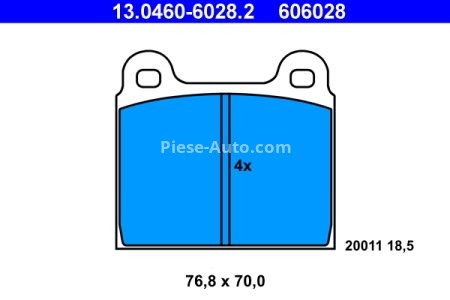 Set plăcuțe frână ATE, față , pentru: VW TRANSPORTER T2, TRANSPORTER T3 1.6-2.0 08.68-07.92