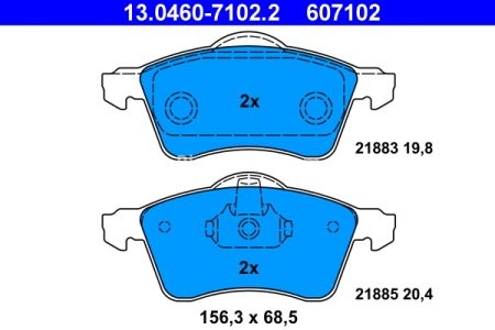 Set plăcuțe frână ATE, față , pentru: VW TRANSPORTER T4 1.8-2.8 07.90-06.03