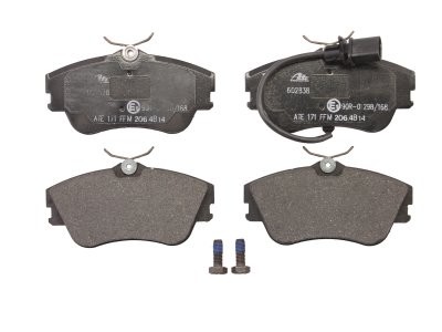 Set plăcuțe frână ATE, față (cu șuruburi ghidare etrier), pentru: VW TRANSPORTER T4 1.9D-2.8 07.90-06.03