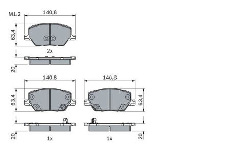 Set plăcuțe frână față , BOSCH, pentru: ALFA ROMEO TONALE; FIAT 500X; JEEP COMPASS, RENEGADE 1.0-2.0D 07.14-