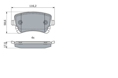 Set plăcuțe frână spate , BOSCH, pentru: BENTLEY CONTINENTAL, FLYING SPUR 4.0-6.0ALK 06.03- 3