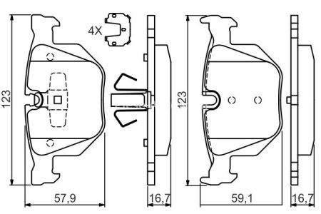 Set plăcuțe frână spate , BOSCH, pentru: BMW 3 (E90), 3 (E91), 3 (E92), 3 (E93), X1 (E84) 2.0D-3.0D 12.04-12.13 1