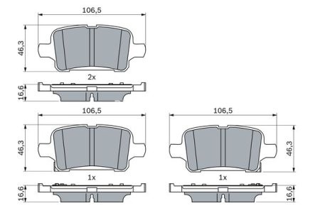 Set plăcuțe frână spate , BOSCH, pentru: CHEVROLET VOLT; OPEL AMPERA-E, ASTRA K, ASTRA K/KOMBI, INSIGNIA B, INSIGNIA B COUNTRY, INSIGNIA B GRAND SPORT 1.0-Electric 06.15- 1