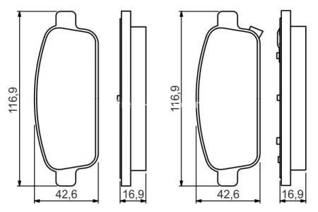 Set plăcuțe frână spate , BOSCH ( cu tampon de amortizare), pentru: CHEVROLET AVEO, CRUZE, ORLANDO, TRAX, VOLT; OPEL AMPERA, ASTRA J, ASTRA J GTC 1.2-2.0D 05.09- 1