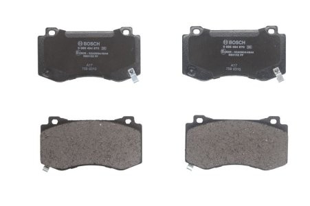 Set plăcuțe frână față , BOSCH, pentru: CHRYSLER 300C; DODGE CHALLENGER, CHARGER, MAGNUM; JEEP GRAND CHEROKEE III 2.7-6.4 09.04-