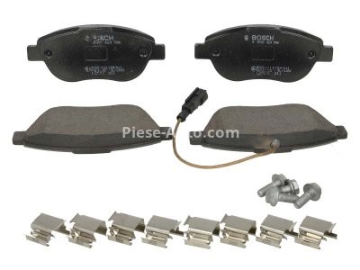 Set plăcuțe frână față , BOSCH, pentru: FIAT BRAVO II, DOBLO, DOBLO CARGO, GRANDE PUNTO, IDEA, LINEA, STILO; LANCIA DELTA III, MUSA 1.3D-2.0D 10.01-