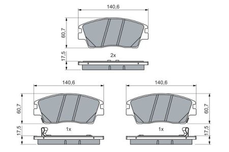 Set plăcuțe frână față , BOSCH, pentru: HYUNDAI TUCSON, TUCSON/SUV 1.6-2.0DH 06.15-12.20