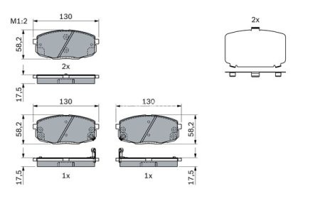 Set plăcuțe frână față , BOSCH, pentru: HYUNDAI CRETA, KONA, KONA/SUV 1.0-2.0 01.16-