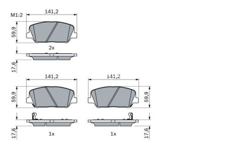 Set plăcuțe frână față , BOSCH ( cu tampon de amortizare), pentru: HYUNDAI GENESIS; KIA OPTIMA 1.7D-3.8 01.08- 2
