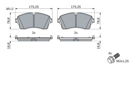 Set plăcuțe frână față , BOSCH, pentru: JAGUAR E-PACE; LAND ROVER DISCOVERY V 2.0-3.0H 09.16-