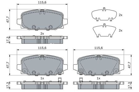 Set plăcuțe frână spate , BOSCH, pentru: JEEP COMPASS 1.3-2.0D 03.17-