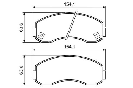 Set plăcuțe frână față , BOSCH, pentru: KIA K2500, K2500 II, K2700, K2700 II, K2700 III 2.5D/2.7D 10.99-