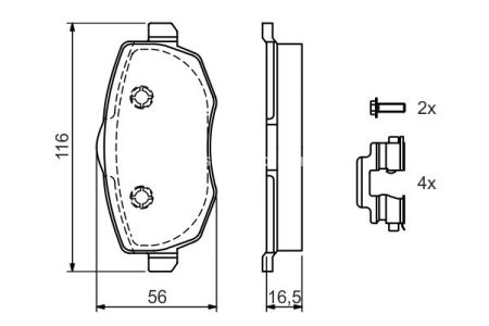 Set plăcuțe frână față , BOSCH, pentru: LANCIA YPSILON 1.2 10.03-12.11 3