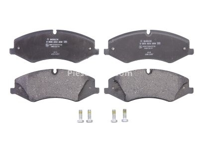 Set plăcuțe frână față , BOSCH (cu suruburi; cu tampon de amortizare), pentru: LAND ROVER DEFENDER, DISCOVERY IV, DISCOVERY V, RANGE ROVER III, RANGE ROVER IV, RANGE ROVER SPORT I 2.0-5.0 05.05-
