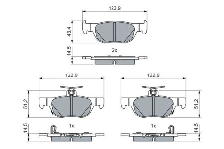 Set plăcuțe frână spate , BOSCH, pentru: MAZDA 3, CX-30, MX-30 0.8H-Electric 11.18-