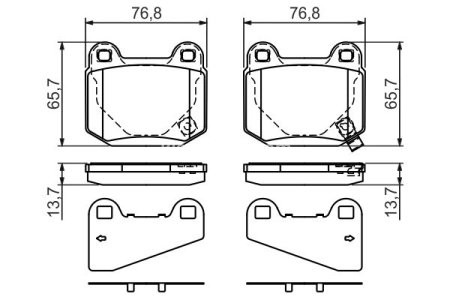 Set plăcuțe frână spate , BOSCH, pentru: MITSUBISHI LANCER VI, LANCER VII, LANCER VIII; NISSAN 350Z; SUBARU BRZ, IMPREZA, WRX 2.0/2.5/3.5 01.98- 3