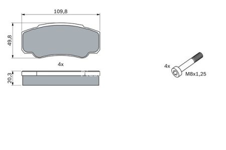 Set plăcuțe frână spate , BOSCH, pentru: PEUGEOT BOXER 2.3D 02.07-