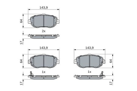 Set plăcuțe frână față , BOSCH, pentru: PORSCHE CAYENNE 3.2/4.5/4.8 09.02-09.10 3