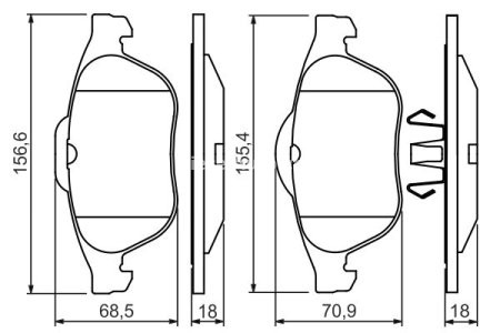 Set plăcuțe frână față , BOSCH, pentru: RENAULT ESPACE IV, LAGUNA II, VEL SATIS 1.9D-3.5 03.01- 3