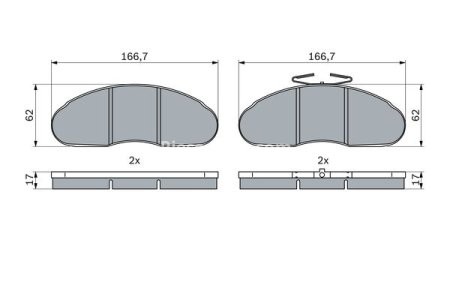 Set plăcuțe frână față , BOSCH, pentru: RVI B, MESSENGER; RENAULT MASTER I, TRAFIC 1.4-2.5D 03.80-06.99