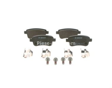 Set plăcuțe frână spate , BOSCH (cu suruburi), pentru: RENAULT ARKANA I, CAPTUR II, CLIO V, FLUENCE, GRAND SCENIC III, MEGANE, MEGANE III, MEGANE IV, SCENIC III, ZOE 1.0-Electric 11.08-