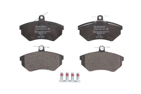 Set plăcuțe frână față , BOSCH, pentru: SEAT CORDOBA, CORDOBA VARIO, CORDOBA VARIO/KOMBI, IBIZA II, INCA, TOLEDO I; VW CADDY II, CADDY II/MINIVAN, CORRADO, GOLF II, GOLF III 1.0-2.9 02.86-01.04