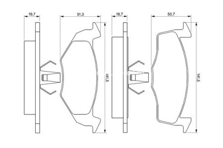 Set plăcuțe frână față , BOSCH, pentru: SEAT CORDOBA, CORDOBA VARIO, CORDOBA VARIO/KOMBI, IBIZA II, TOLEDO I; VW GOLF III, POLO, POLO III CLASSIC, POLO/KOMBI, VENTO 1.0-2.8 05.91-12.02 3