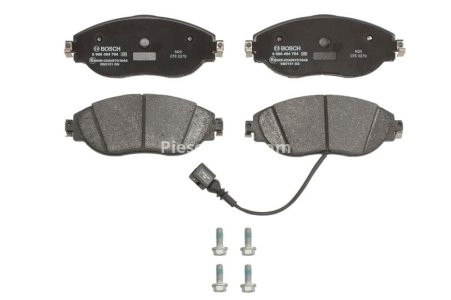 Set plăcuțe frână față , BOSCH (cu accesorii; cu tampon de amortizare), pentru: SEAT ALHAMBRA; SKODA SUPERB II; VW CC B7, PASSAT ALLTRACK B7, PASSAT B6, PASSAT B7, PASSAT B7/KOMBI 1.4-3.6 02.08-