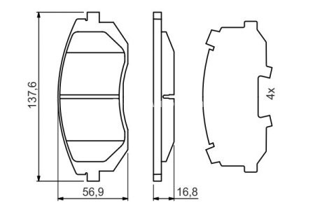 Set plăcuțe frână față , BOSCH, pentru: SUBARU FORESTER, IMPREZA, LEGACY IV, LEGACY V, OUTBACK 1.5-3.0 12.00-12.14