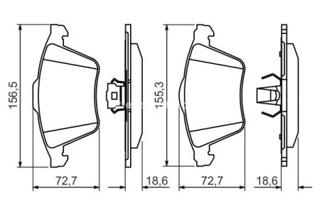 Set plăcuțe frână față , BOSCH, pentru: VOLVO C70 II, S40 II, V40, V50; FORD FOCUS II; MAZDA 3; OPEL SIGNUM, VECTRA C, VECTRA C GTS; SAAB 9-3, 9-3X 1.5-2.8 09.02-08.19
