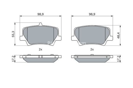 Set plăcuțe frână spate , BOSCH ( cu tampon de amortizare), pentru: VOLVO XC40 1.5-Electric 10.17-