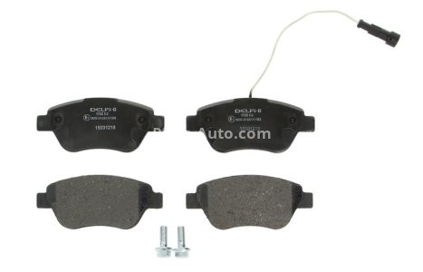 Set plăcuțe frână față, DELPHI , pentru:  ALFA ROMEO MITO; CITROEN NEMO, NEMO/MINIVAN; FIAT 500, 500 C, BRAVO II, DOBLO, DOBLO/MINIVAN 0.9-1.9D 10.01-
