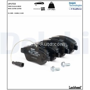 Set plăcuțe frână față, DELPHI , pentru:  ALFA ROMEO MITO; CITROEN NEMO, NEMO/MINIVAN; FIAT 500, 500 C, BRAVO II, DOBLO, DOBLO/MINIVAN 0.9-1.9D 10.01- 3
