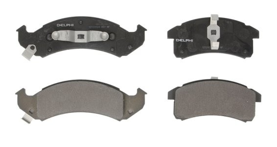 Set plăcuțe frână spate, DELPHI , pentru: BUICK LESABRE, PARK AVENUE, RIVIERA; CADILLAC ALLANTE, DEVILLE, ELDORADO, FLEETWOOD, SEVILLE, SEVILLE II; CHEVROLET CAMARO, LUMINA APV 2.3-5.7 07.89-12.05