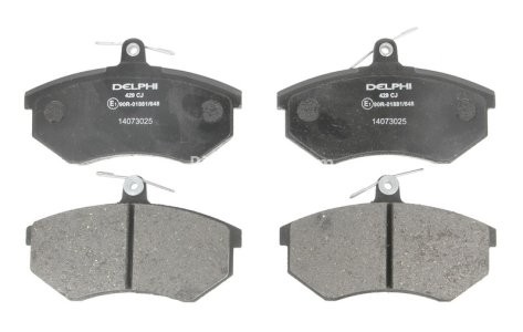 Set plăcuțe frână față, DELPHI , pentru: AUDI 100 C2, 100 C3, 80 B2, 80 B3, 80 B4, 90 B2, 90 B3, A4 B5, CABRIOLET B3, COUPE B3; CHERY A3, COWIN 5; SEAT CORDOBA, CORDOBA VARIO/KOMBI 1.4-2.9 03.77- 1