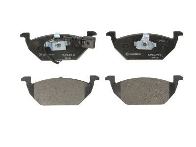 Set plăcuțe frână față, DELPHI , pentru: AUDI A2, A3; SEAT ALTEA, ALTEA XL, LEON, TOLEDO II, TOLEDO III; SKODA FABIA I, FABIA I PRAKTIK, FABIA II, OCTAVIA I, OCTAVIA II 1.2-2.5 09.96- 1