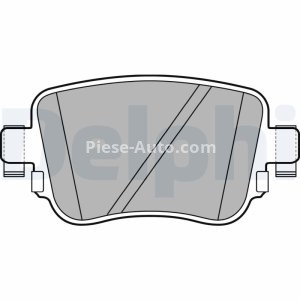 Set plăcuțe frână spate, DELPHI (cu accesorii; cu un tampon de amortizare), pentru: AUDI A1, Q3; SEAT ALHAMBRA, LEON, LEON SC, LEON ST, LEON ST/KOMBI; SKODA OCTAVIA III, OCTAVIA IV 1.0-2.5 01.11- 2