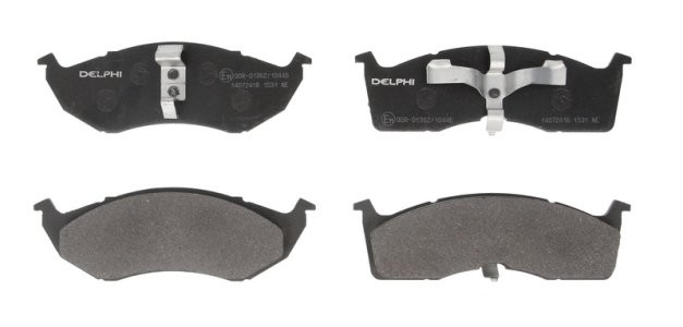 Set plăcuțe frână față, DELPHI , pentru: CHRYSLER 300M, CARAVAN, CONCORDE, GRAND VOYAGER III, NEON, NEON II, NEW YORKER, VISION, VOYAGER I, VOYAGER II, VOYAGER III, VOYAGER IV 1.6-3.8 10.87-